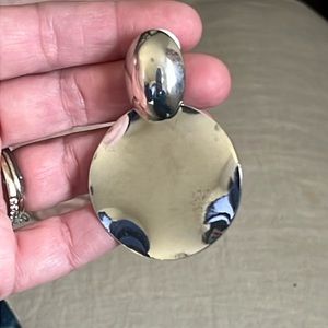 Round silver statement earring, brand new